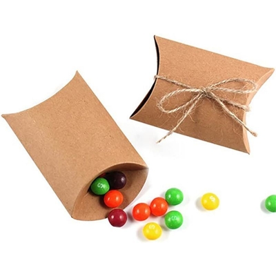 Небольшая коробка Kraft бумажная, коробка конфеты подушки для украшения благосклонности свадьбы